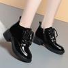 Fashion Comfortable Vintage Patent Leather Plus Velvet Warmth  Platform Shoes Women 2024 Square Heels Office Mom Ankle Boots