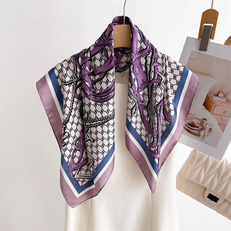 Decorative Style Printed Silk Scarf Square Scarf High-End Shawl Versatile Neck Small Square Scarf Headscarf