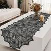 Breathable Lace Fabric Spider Web Table Runner, Black Gothic Festival Theme Mat Cobweb Runner for Halloween Dining Decoration