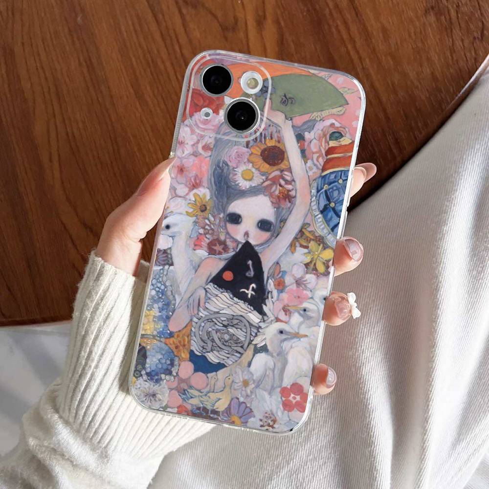 Aya Takano paintings Phone Case For iPhone 17 15 14 13 11 12 16 Pro Max Plus Mini Transparent Silicone Soft Funda