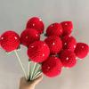6 Pieces Crochet Flowers Bouquet Hand-Knitted Strawberry Bouquet Artificial Wool Flower for Valentines Day Mother's Day Birthday Wedding Home Decor