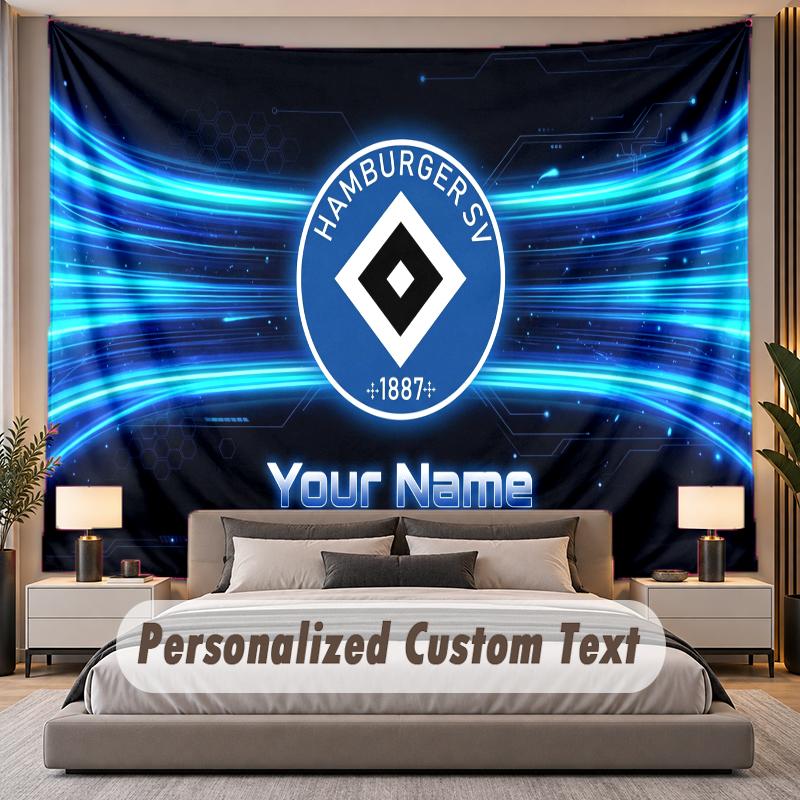 Custom Name Text Tapestry Hamburger SV Personalized Polyester Wall Tapestry For Bedroom And Room