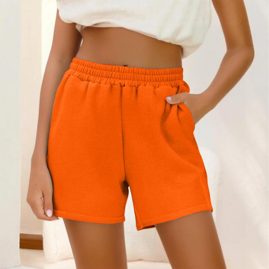 Womens Sweat Shorts Casual Summer Comfy High Waisted Cotton Shorts With Pockets