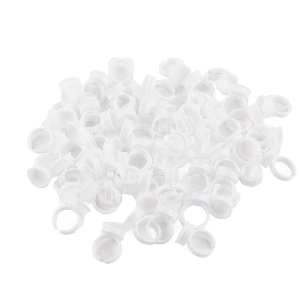 100pcs Disposable Glue Ring Pallet Holder for Eyelash Extension White Plastic Glue Pallet Tatto