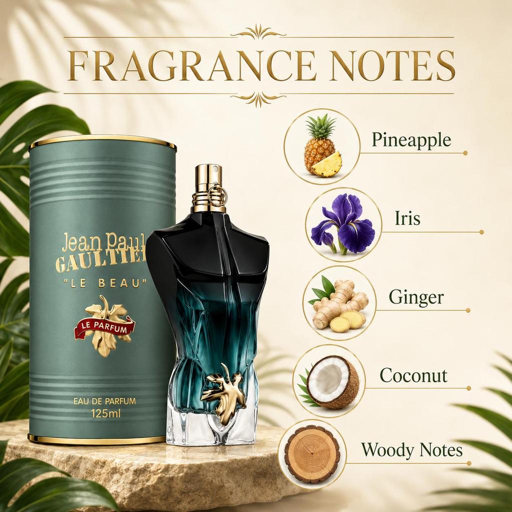 125 Ml Jean Paul Gaultier Le Beau Le Parfum I Eaude Parfum Bold and CaptivatingScent with Pineapple, Iris, Ginger, Coconut,Woody Notes