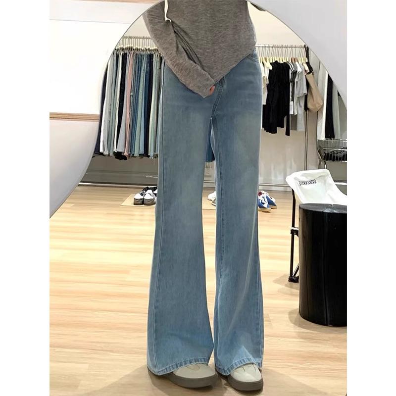 Plus Size High Waist Retro Flare Jeans for Women - Pear Shape Slimming Straight Leg Pants