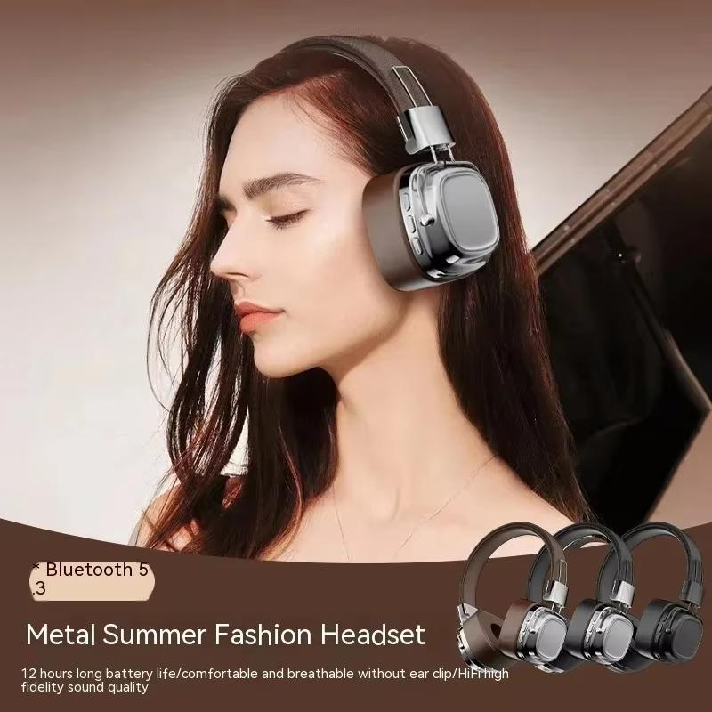 Retro Trendy Wireless Headphone Bluetooth 5.3 Long Battery Life Stereo Music Sport Foldable OverEar Headset with Noise Reduction RGB Light