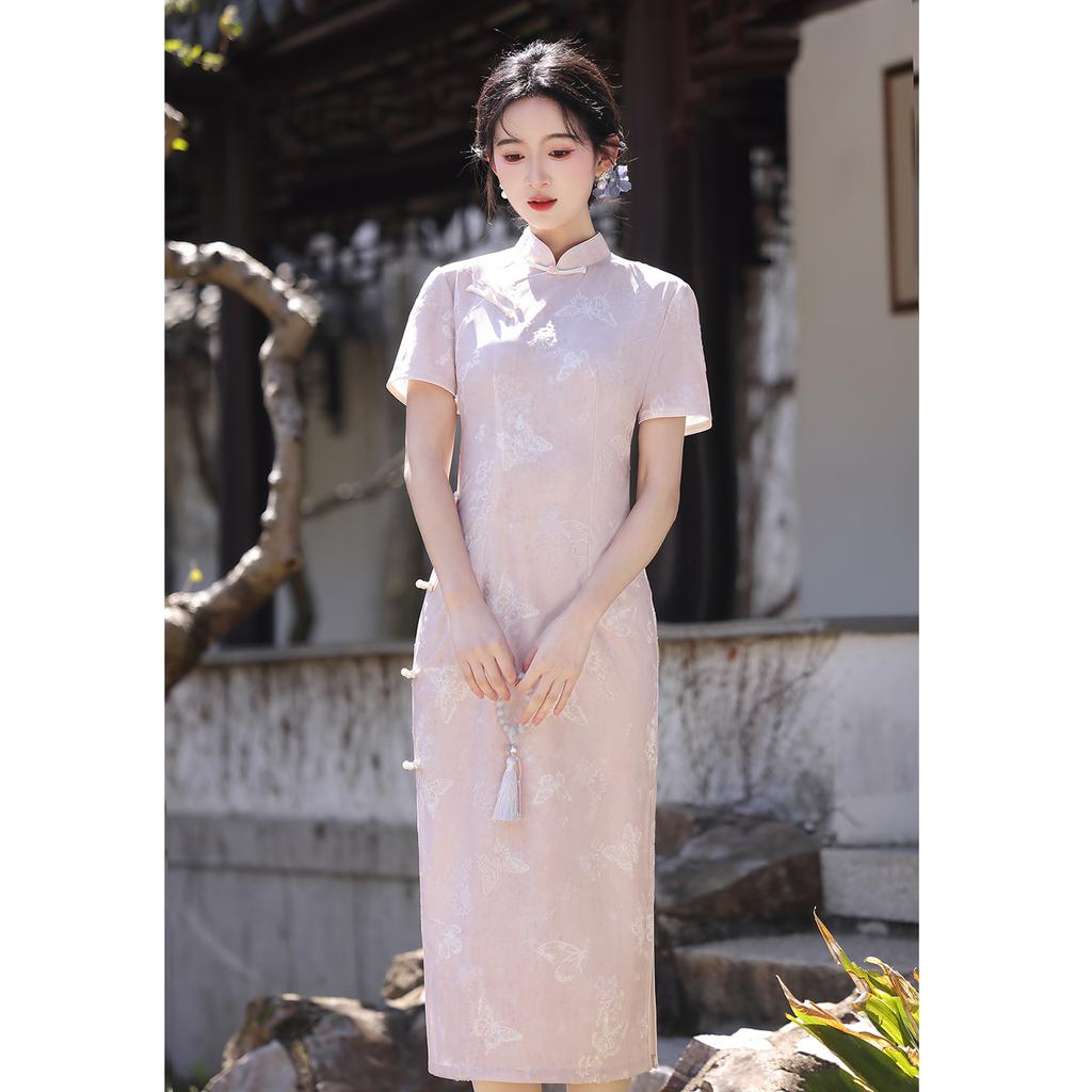 New Chinese-style Improved Pink Cheongsam Women's 1011 Summer Young Girl Retro Style Daily Wear Adult Ceremony Students