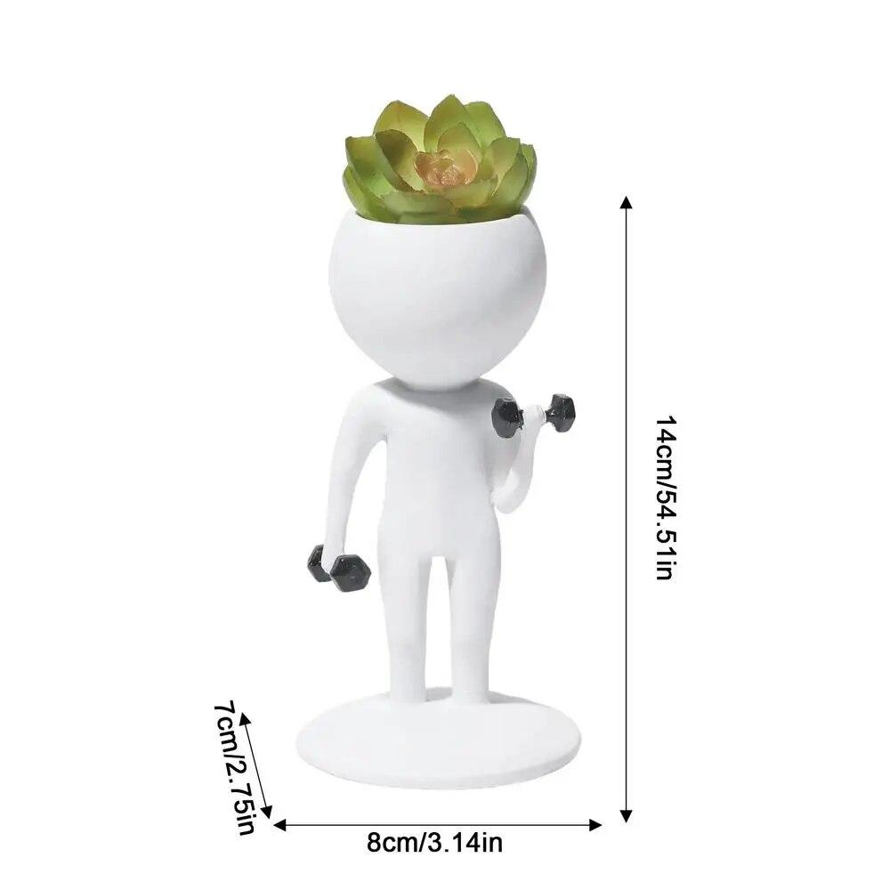 Succulent Plant Pots Weightlifting Running Yoga Human Shaped Succulent Pot Resin Creative Decorative Plant Pot for Mantel Table Bathroom