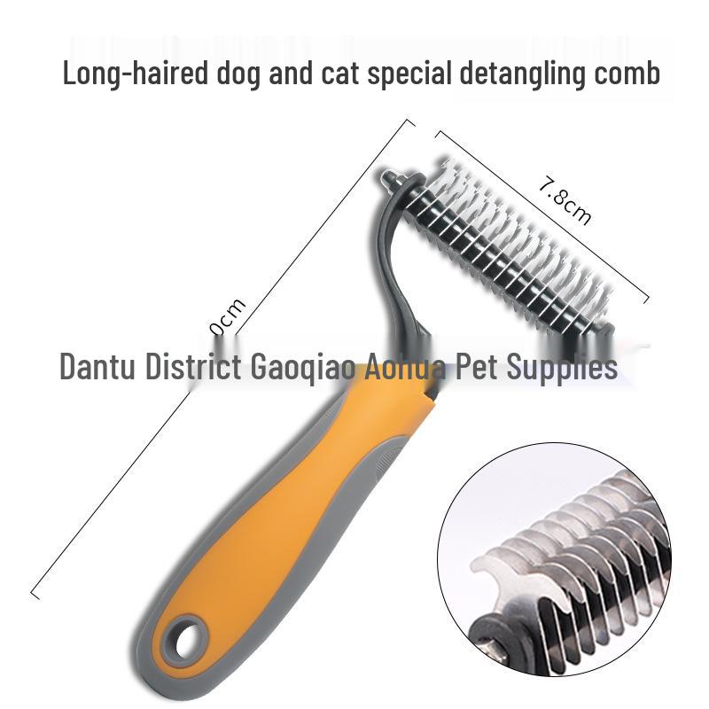 Dual-Sided Stainless Steel Pet Comb for Hair Removal & Dematting