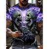 Men's Horror Skull Print T-Shirt 3D Print Vintage O-Neck Short Sleeve Fashion T-Shirts Men's Summer Street Clothing