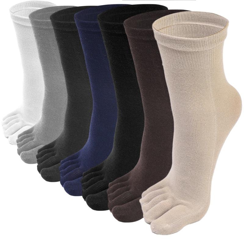 5 Paia Calzini alla Caviglia a Dita Separate per Uomo Donna Calzino Monocolore a Cinque Dita Calzino Sportivo da Corsa in Cotone Assorbente Sudore Calzino a Tubo Medio con Dita Separate