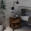 Exclusive House - Bedside Table with Metal Legs Smoked Oak 40x35x50 Cm