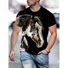Black White Horse Graphic 3d Full Print T-shirt For Men Fashion Short Sleeve Crew Neck Tshirt Casual Summer Oversized Top