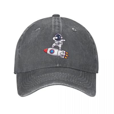 Astronaut Riding A Rocket Bucket Hat Baseball Caps Washed Denim Hats Sports Baseball Cowboy Hat