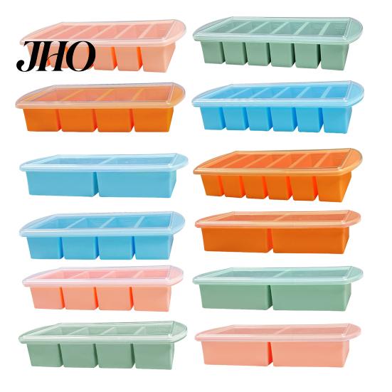 Caja de Comida para Control de Porciones Bandeja de Silicona para Congelar Sopa con Tapa Flexible Libre de BPA a Prueba de Fugas Moldes Versátiles para Congelar para Sopas Salsas Y Complementarios