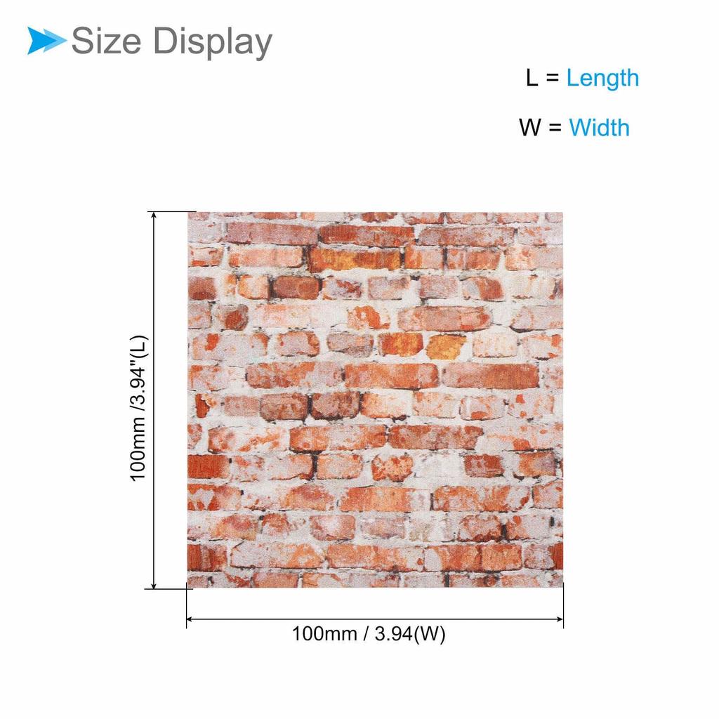 CoCud Puppenhaus Bodenbelag, 10 x 10 cm Quadratischer PU-Klebe-Miniatur-Puppenhaus Ziegelboden, Abnehmbar (rot) - (Verwenden: Puppenhaus Dekoration) 1 Blatt