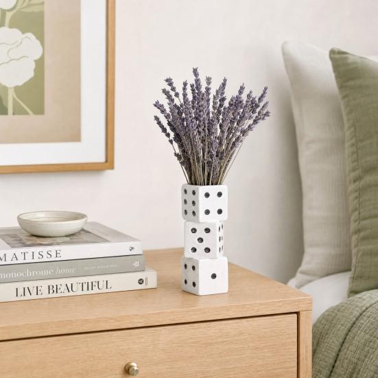 Resin Vase Ornament, Dice Design Decorative Plant Pot for Real or Artificial Flowers Bedroom Living Room Decoration Flower Arrangement