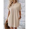 BITCED Women's Fashion Summer Spring Solid Color Print O-Neck Short Sleeve Casual Dresses