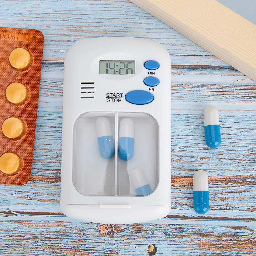 Mini Portable Medicine Tablet Pills Candy Storage Box Organizer Case with Remider