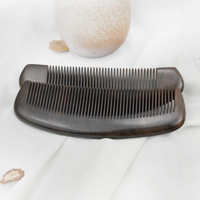 Moon-Shaped Solid Wood Comb for Men and Women – Deep Precious Treasure, Home Daily Use, Engraved Design