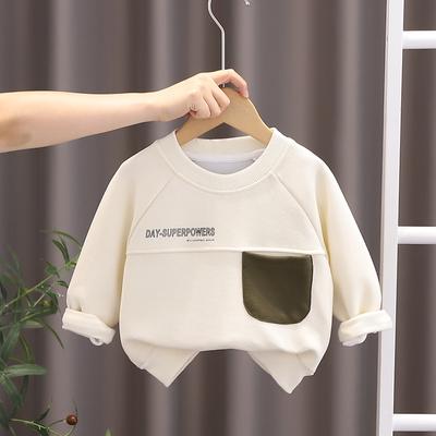 Childrens Boys Hoodie Autumn Long Sleeved Cotton Pullover Baby Boys Top Loose Round Neck Toddler Boys Shirt