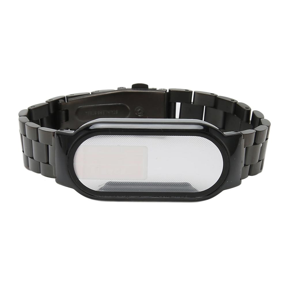 Uhrarmband Einfach Verstellbar Vollschutz Edelstahl Ersatzarmband für Mi Band 7 Schwarz