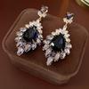 Light Luxury Vintage Crystal Earrings Exaggerated Ear Jewelry Rhinestone Drop Earrings  Party