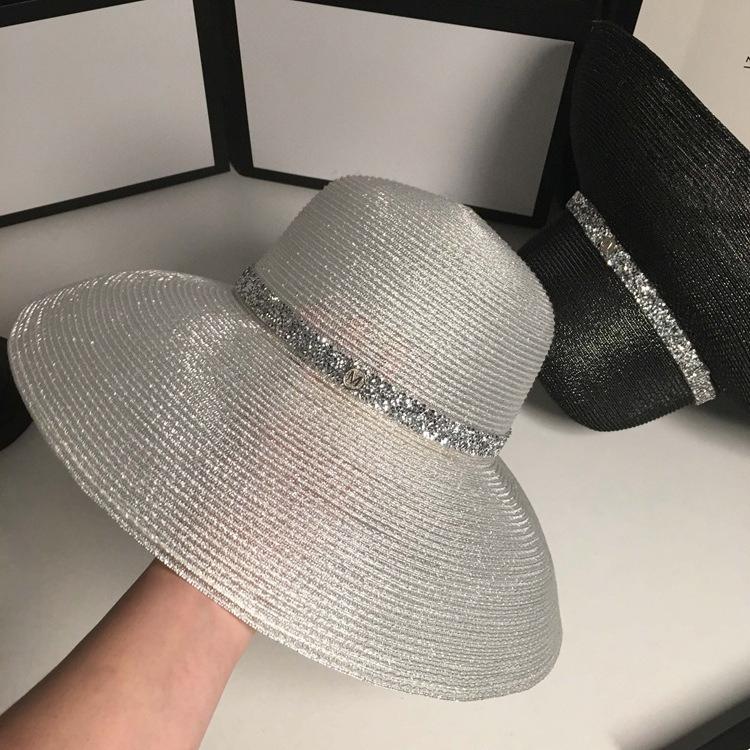 New Panama Sun Hat Silver Silk Ultra-thin Breathable Summer Ladies Bucket Hat Sun Cap Shallow Fedora Hat Men and Women Gift