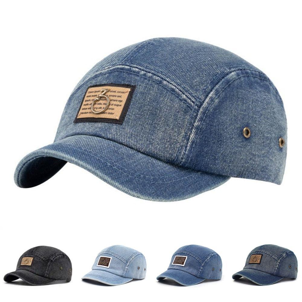 Adjustable Denim Baseball Cap Deep Crown Dad Hat Retro Trucker Hat For Woman Man