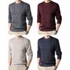 Fall Winter Sweater Round Neck Long Sleeves Solid Color Thick Stretchy Loose Knitted Warm Pullover Mid Length Daily Wear Top