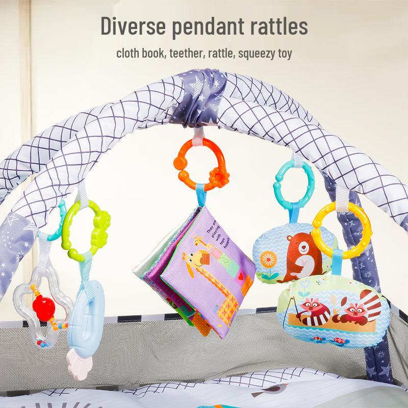 Grenzüberschreitender Baby-Laufstall & Fitnessrahmen: Früherziehung Ozean Krabbelmatte & Bällebad Spielzeug für 0-18 Monate.