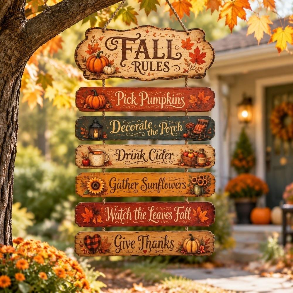 2D Flat Autumn Harvest Sign Decorative Fall Theme Wall Hanging Plaque Home Decor