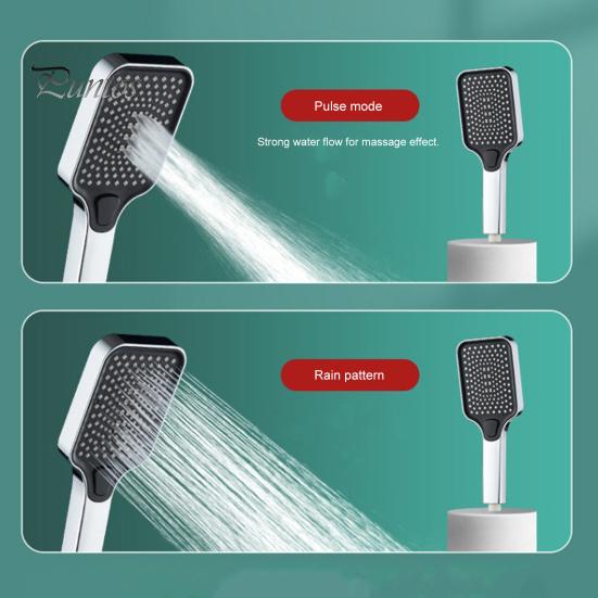 High Pressure Filtered Shower Head with Handheld 4 Water Discharge Modes Anti-Clog Silicone Outlet Leak-proof Shower Nozzle