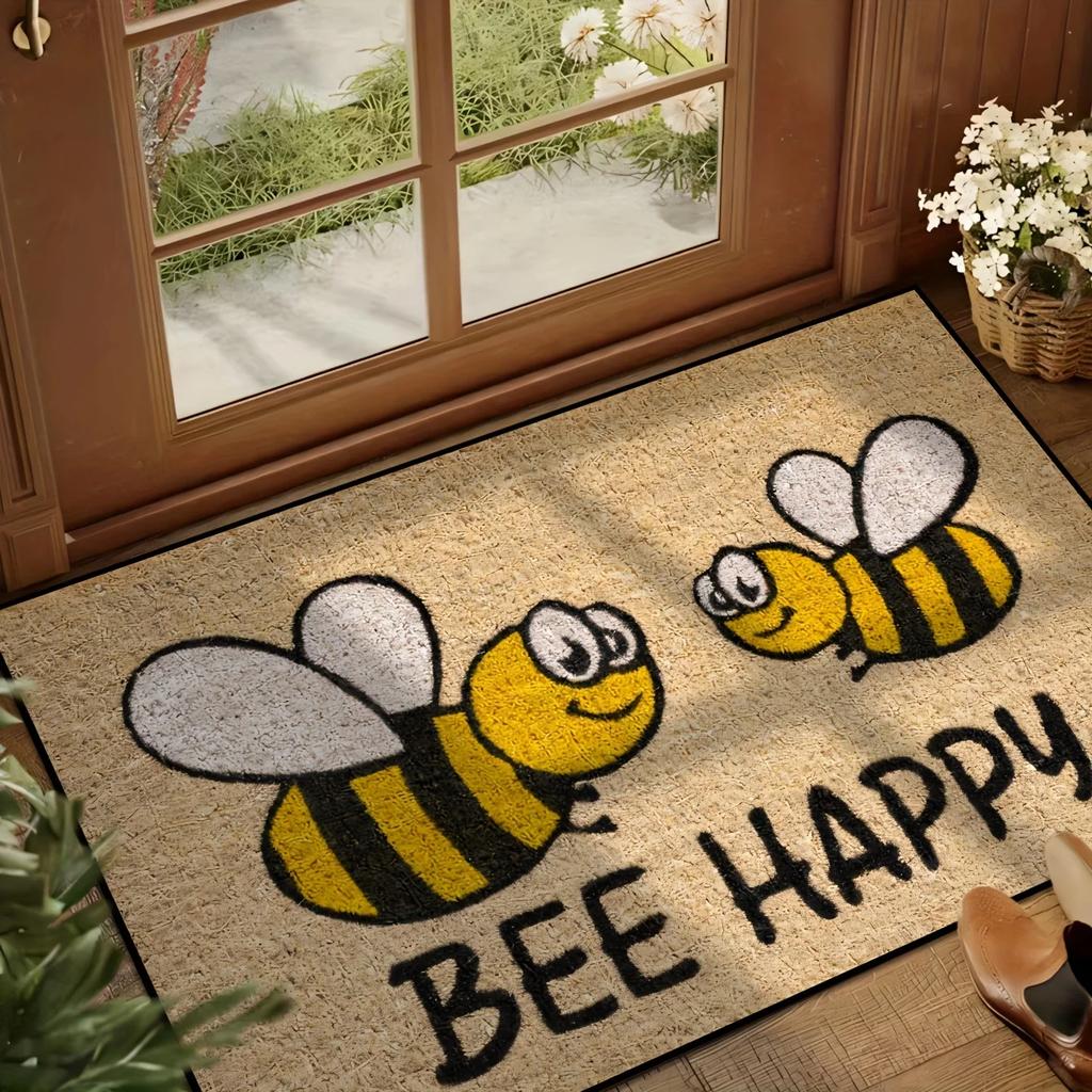 Happy Mood Doormat Cute Bee Carpet Welcome Mat Rug For Bedroom Carpet For Live Room  Outdoor Carpet Home Decor