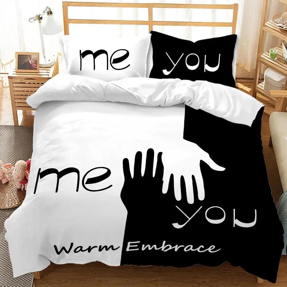 

Comforter Best.Wensd Girl Boy 228X228 Bedding Set Black White S Couple Pattern S Bed Comforter Set Hot Comforter (quilt)-EU Single(135*200cm)3pcs