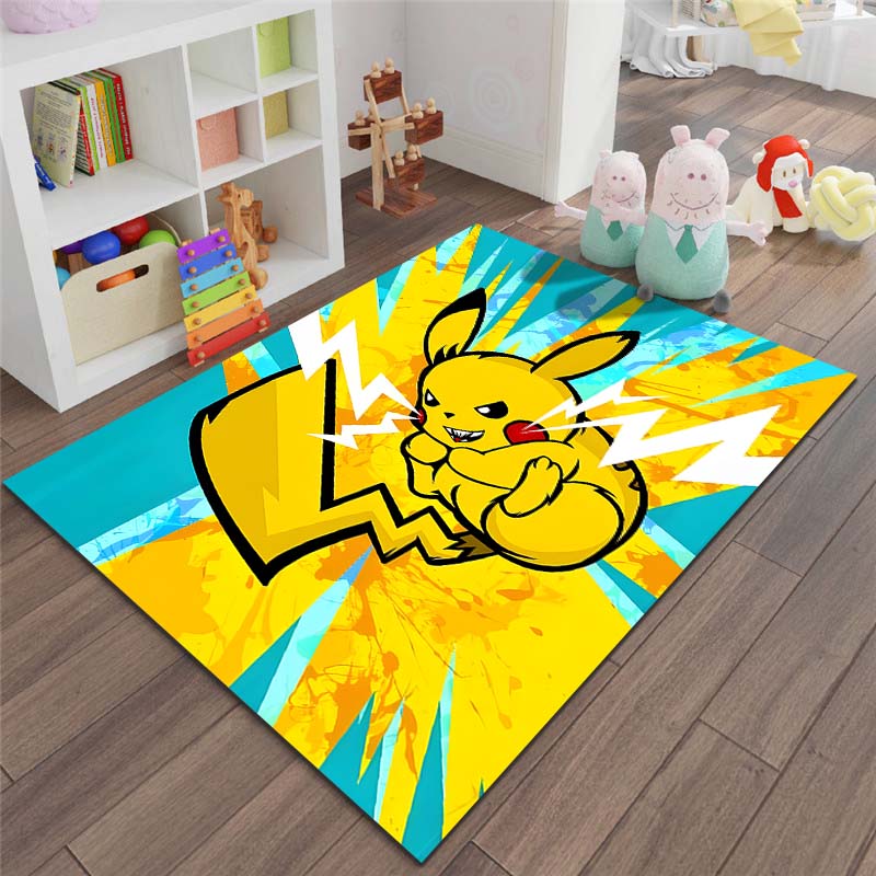 Japan P-Pokemon Pikachu Pattern Cartoon Carpets for Living Room Bedroom Bedside Floor Mat Area Rug Home Decor Luxury Gifts
