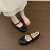 Fashion Women's Fashion Single Shoes Spring New Round Head Shallow Mouth Butterfly Knot Metal Buckle Soft Sole Flat Shoes