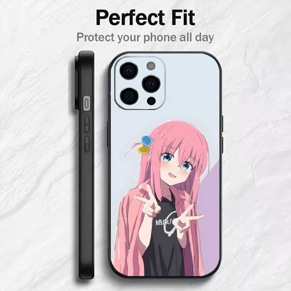 B-t-R Anime Bocchi H-Hitori Gotou Handyhülle Für iPhone17,16,15,14,13,12 Plus,Max Weiche Silikon Schwarze Hülle