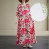 New Style Various Colors Vacation Style Round Neck Retro Cotton Linen Long Dress
