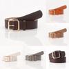Minimalist Woman Leather Belt With Square Buckle Pu Material For Casual And Office Wear