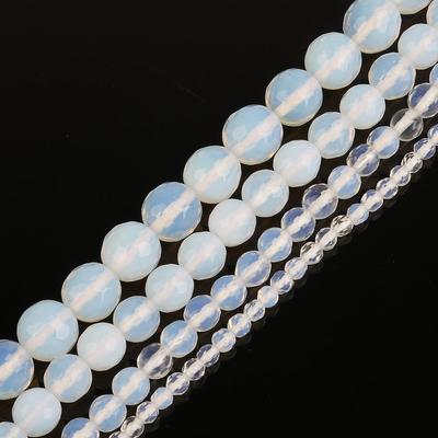 Natural Egg White Stone Round Crystal Loose Beads For Diy Jewelry Making