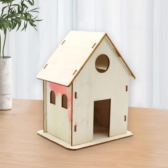 DIY Wood Birdhouse Kit Unfinished Log Home Craft Project with Safe Paint Wooden Crafts Boys And Girls Graffiti Bird Nest for Kids