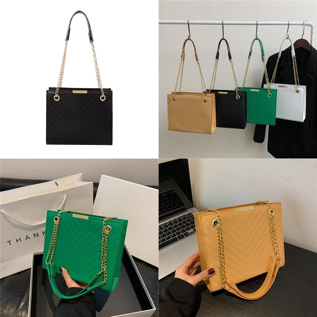 Schicke PU-Ledertasche mit Kettenriemen Stilvolles gestepptes Design für den täglichen Gebrauch
