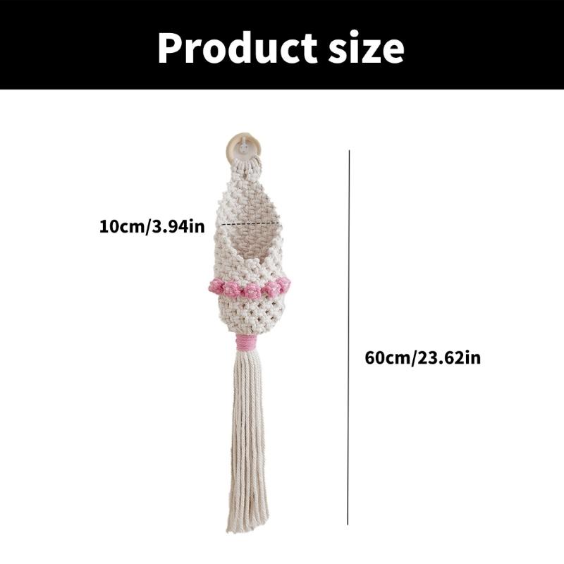 Cotton Weave Wall Pocket Wall Hanging Basket, Apartment Decorative Basket for Flower Display Plant and Home Organization
