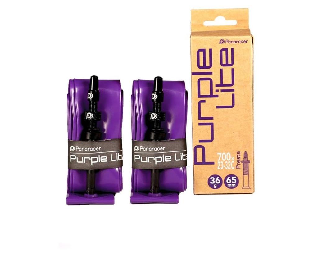 Panaracer Purple Light TPU Tubes of 700 x 65mm Presta Box Included (Set 2) 23-32C, Valves,