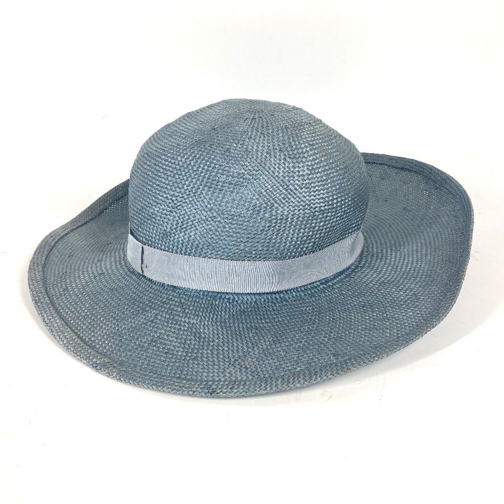 CHANEL Summer Hat Straw hat Straw Hat Bicolor hat straw blue/Black