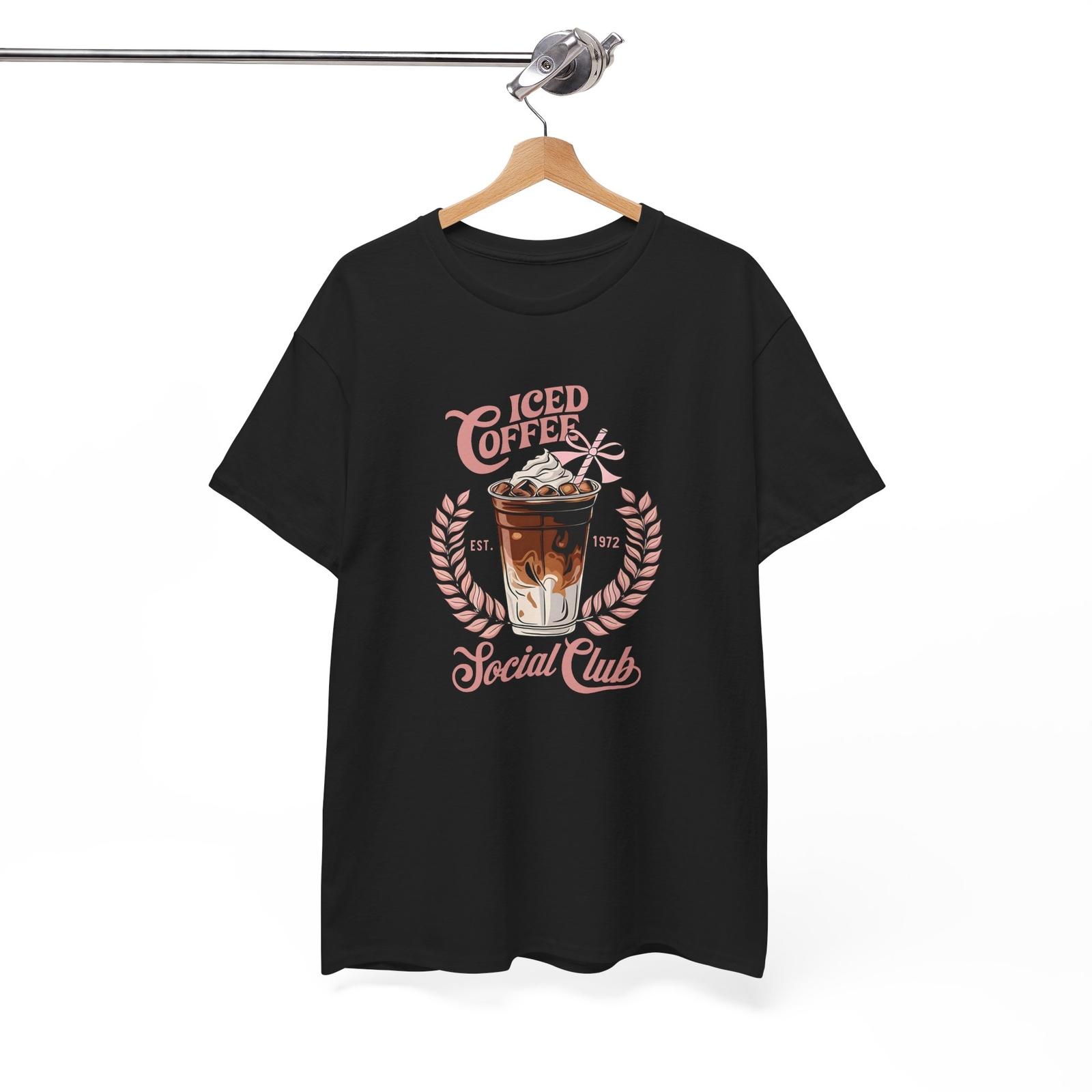 Iced Coffee Social Club T-Shirt - Classic Cringy Funny Tee for Dad Joke L