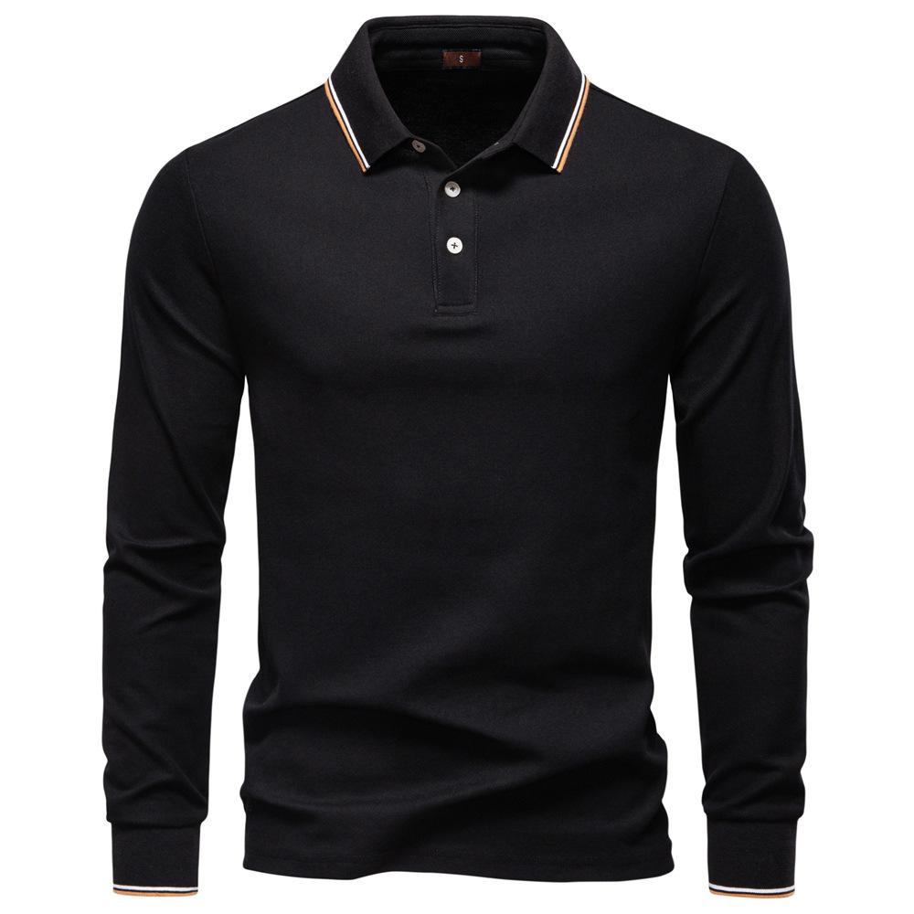 2025 Autumn New Men's Long Sleeved Polo Shirt, Solid Color Men's Top with Lapel, Versatile Polo Shirt for Men