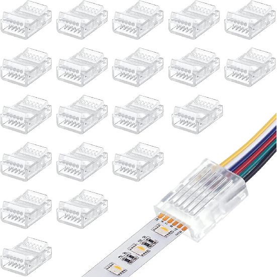 20pcs LED Strip Connector 2/3/4/5/6pin Electric Wire Connector For 5050 RGB CCT RGBW LED Strip Lights To Wire Connection Use
